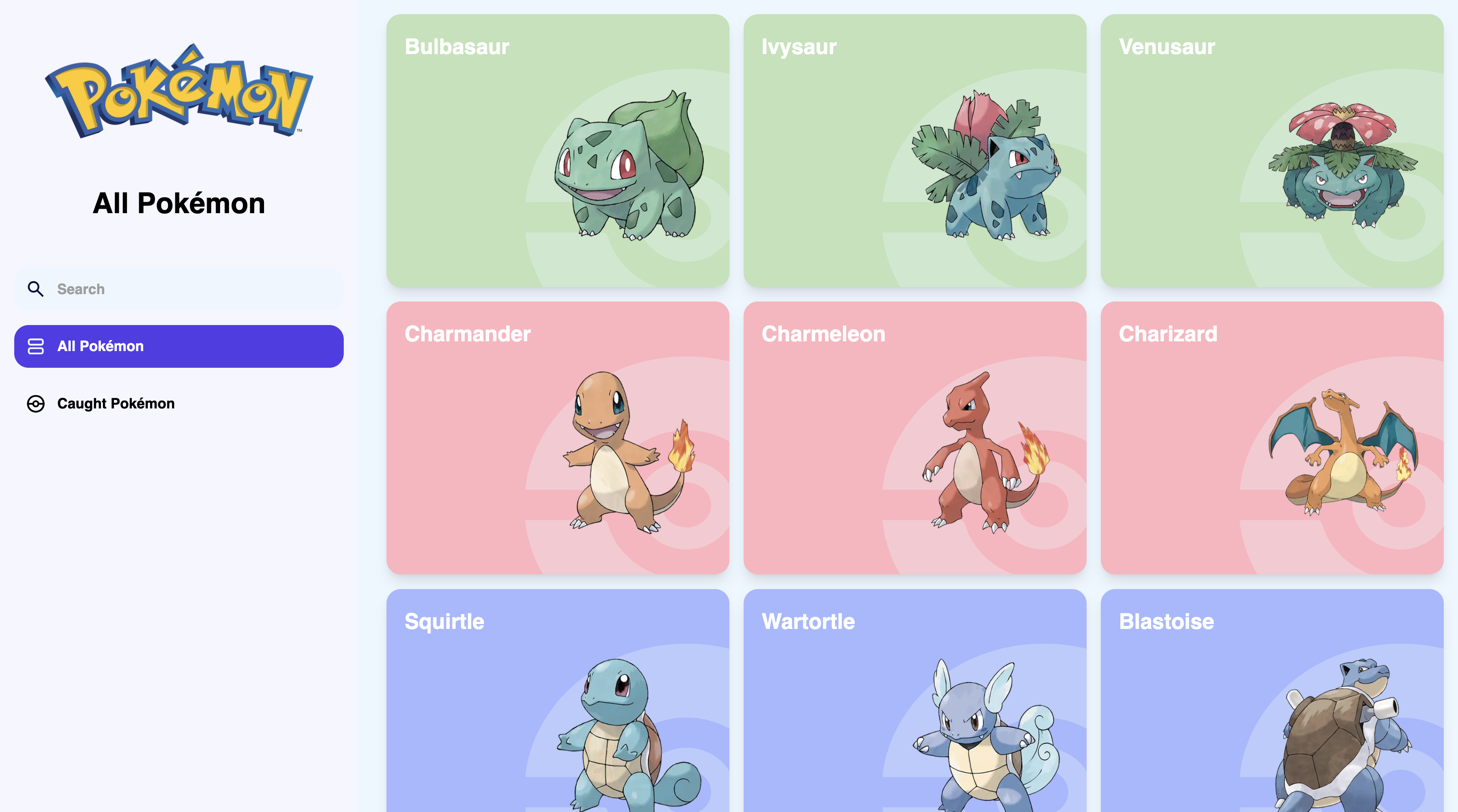 Screenshot van Pokedex pagina