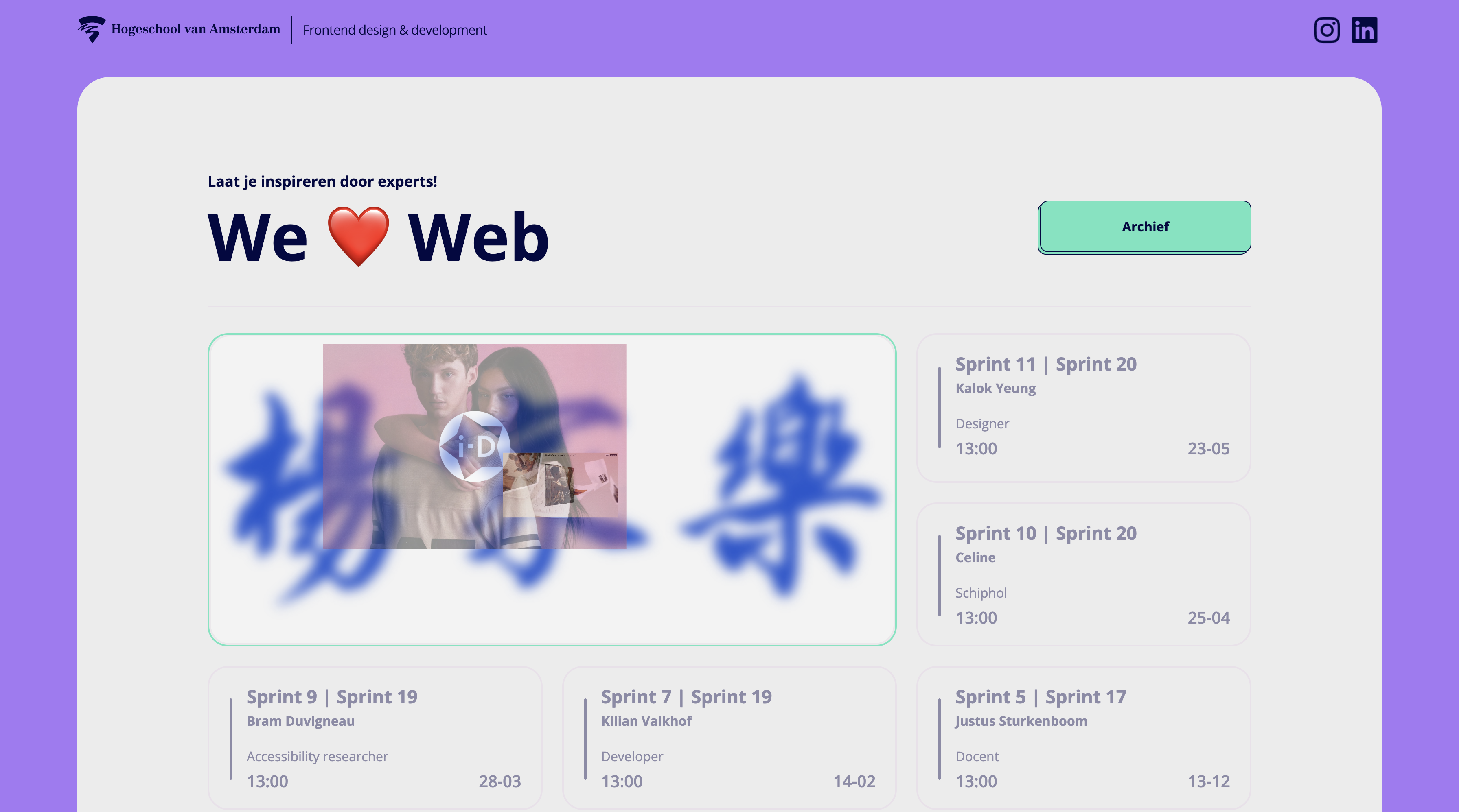 Screenshot van We Love Web pagina