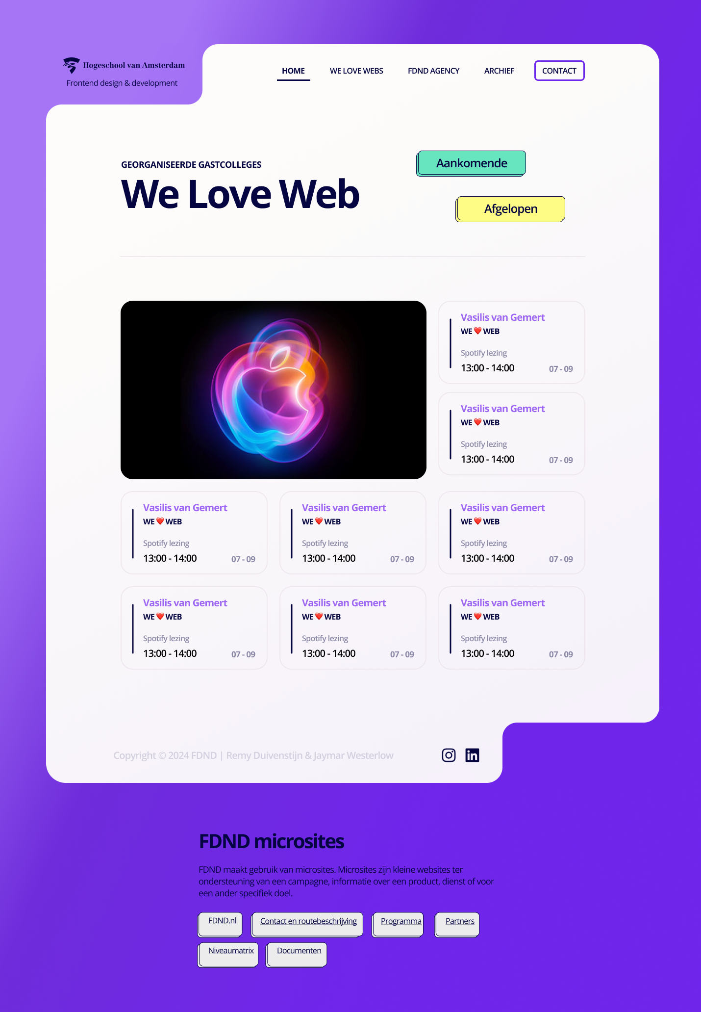 Screenshot van We Love Web pagina